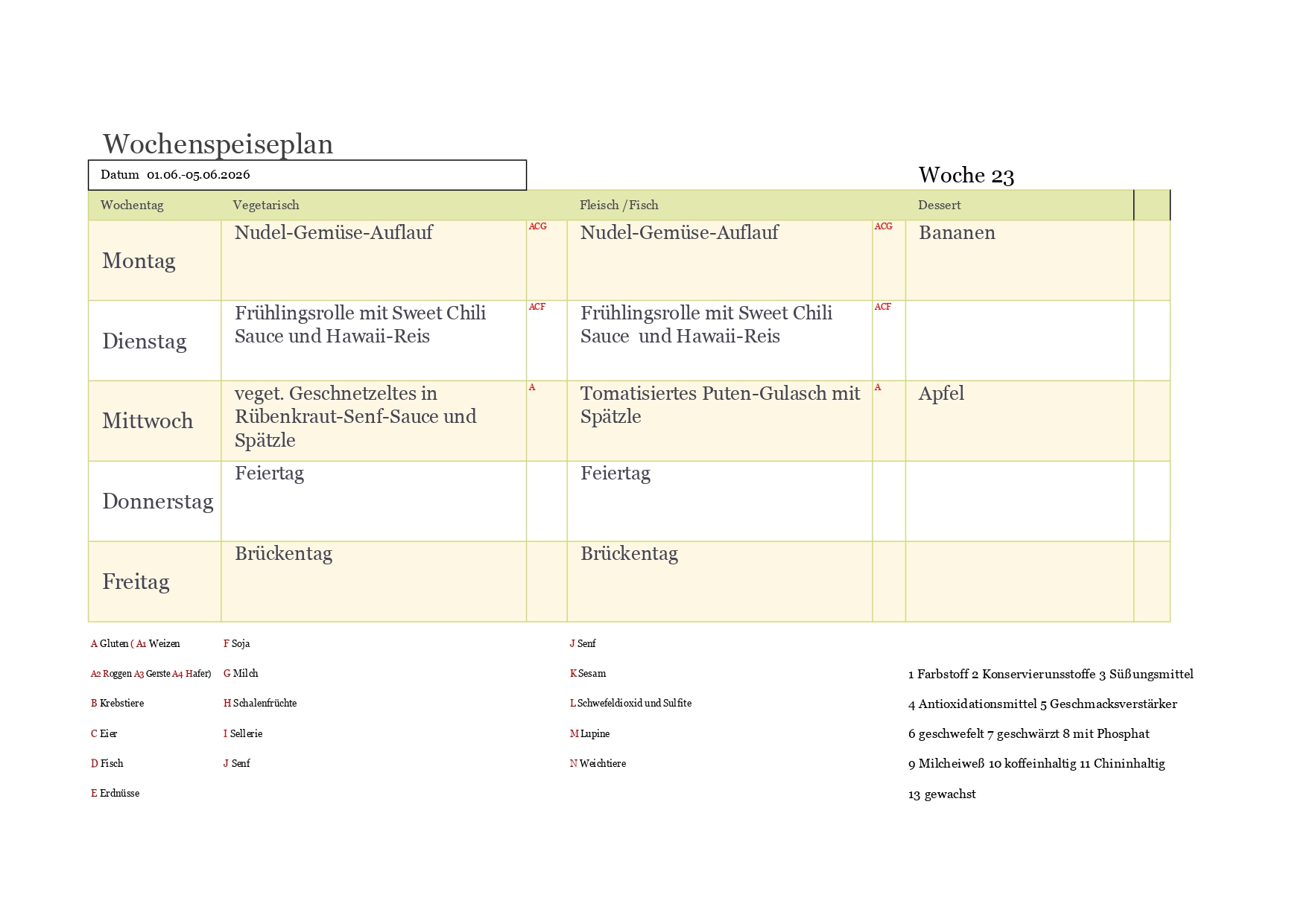 KW Speiseplan page